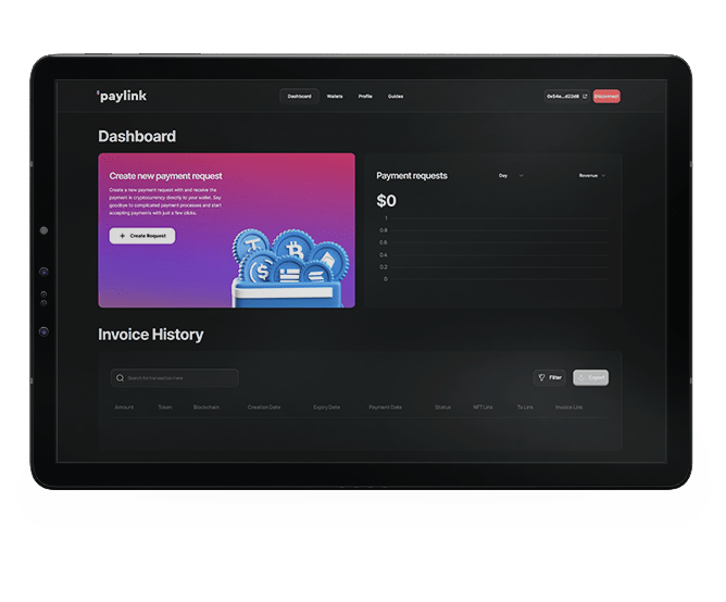 PayLink seller invoicing and transaction management screens
