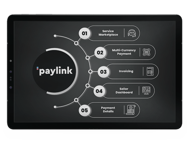 PayLink feature overview including payments, invoicing, and seller analytics