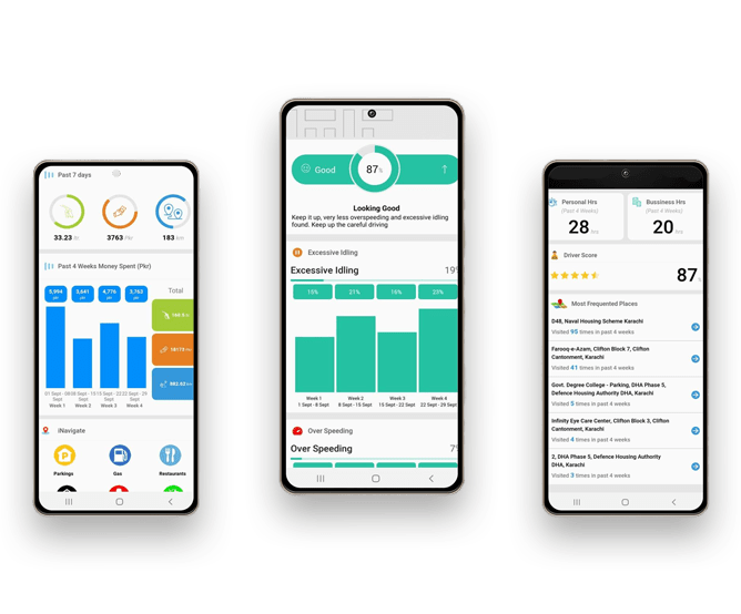Robust Track app interface for live vehicle location and journey history